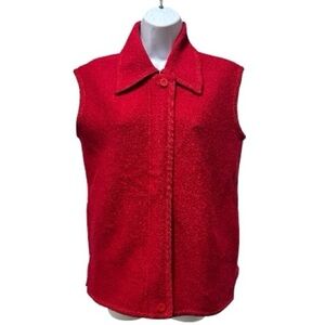Real Comfort Red Boiled Wool Zip Vest Women’s S